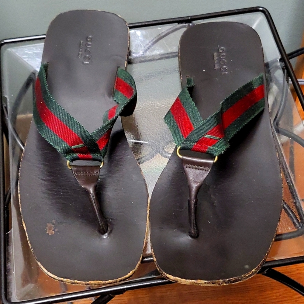 Gucci Web Flip Flops